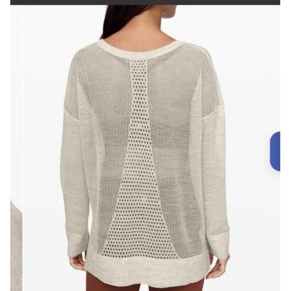 🍋EUC Lululemon Well Being Crew Sweater Linen Blend Heathered Muslin XL no Tag - Picture 2 of 8